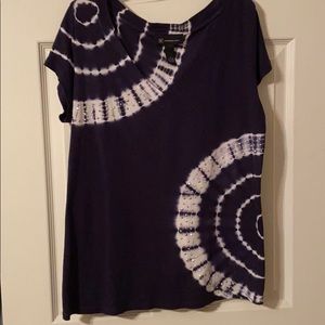 INC Navy & White Tie Died Tee